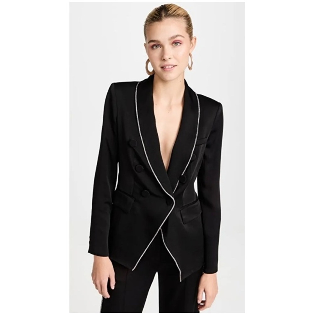 Veronica Beard Jagger Crystal Trim Dickey Blazer Black Size 6